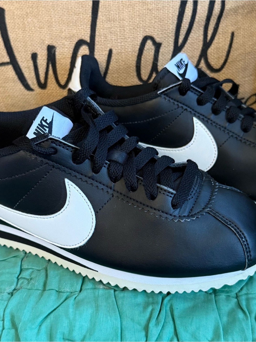Nike Cortez Black and White Leather Women's Sneakers